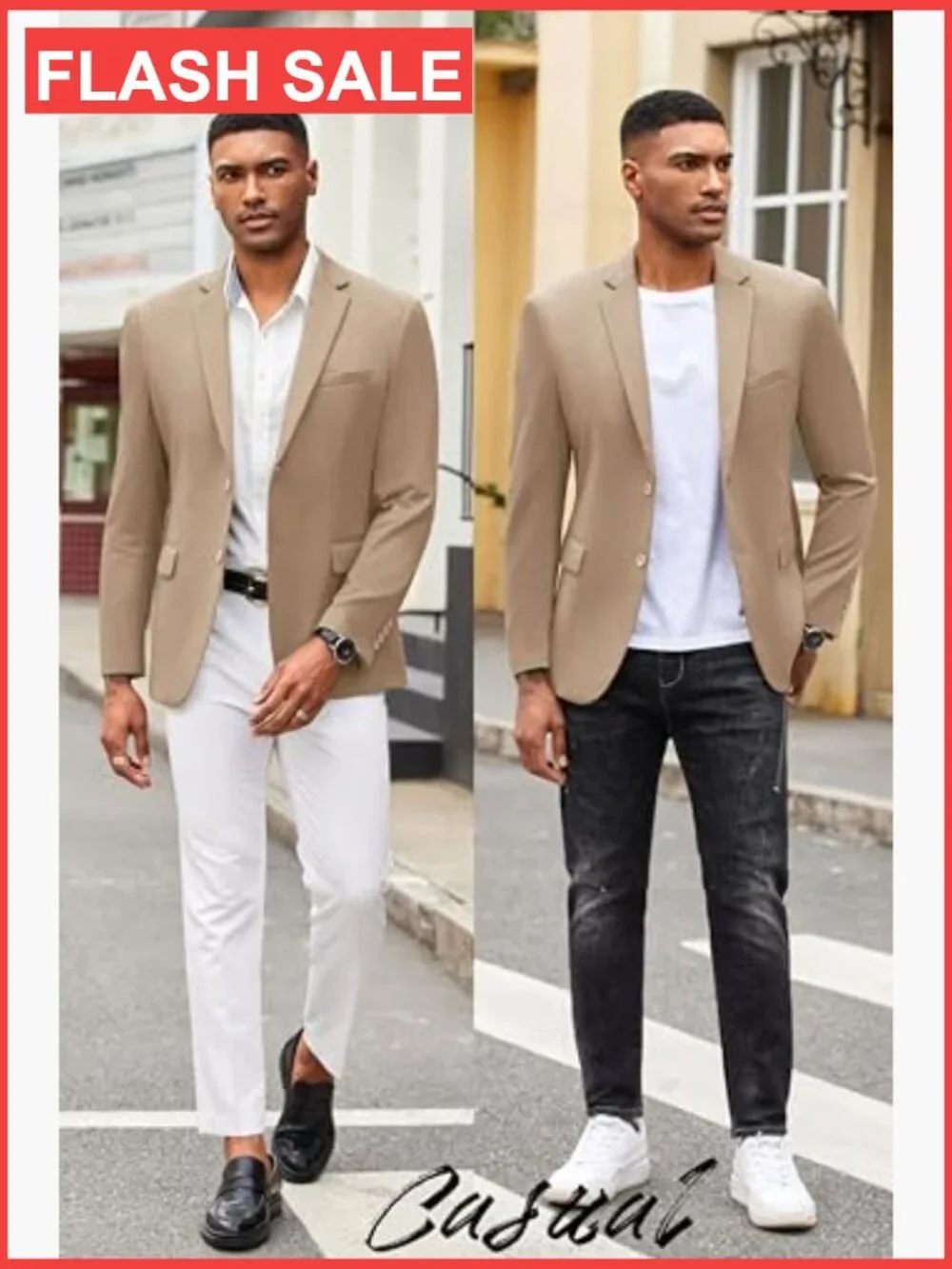Slim Fit Knit Blazer Two Button Notch Lapel Lightweight Sport Coat